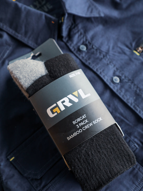 GRVL Bobcat Bamboo Heavy Duty Crew 3 Pack Sock (GRVLS3)