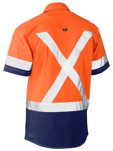 Bisley Flex & Move Two Tone Hi Vis Stretch Utility Shirt Short Sleeve (BS1177XT)