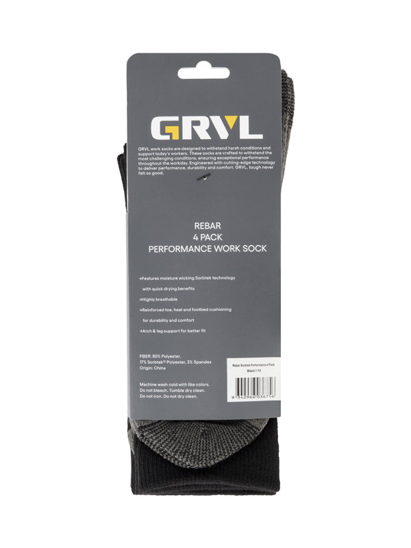 GRVL Rebar Sorbtek Performance 4 Pack Sock (GRVLS5)