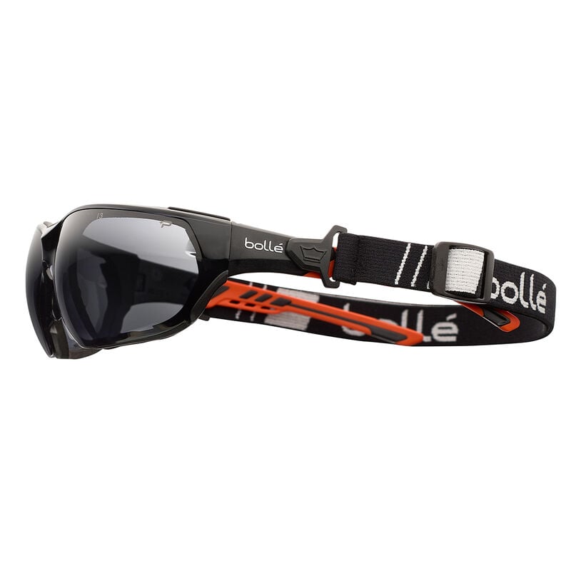 Bolle Safety NESS+ SEAL Orange / Black Temples Platinum AS/AF Smoke Lens - Assembled With Gakset / Foam + Strap (PSSNESF417)