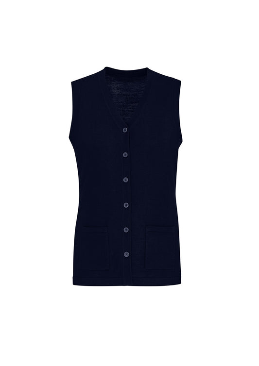 Biz Care Womens Button Front Knit Vest (CK961LV)