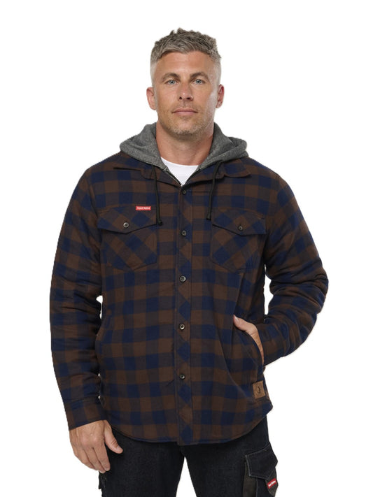 Hard Yakka Quilted Flannel Hooded Shacket (Y06690)