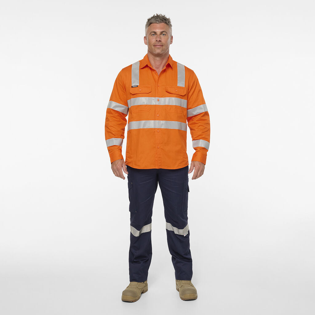 King Gee Originals VIC Rail Hi Vis Vented Taped Long Sleeve Shirt (K54048)