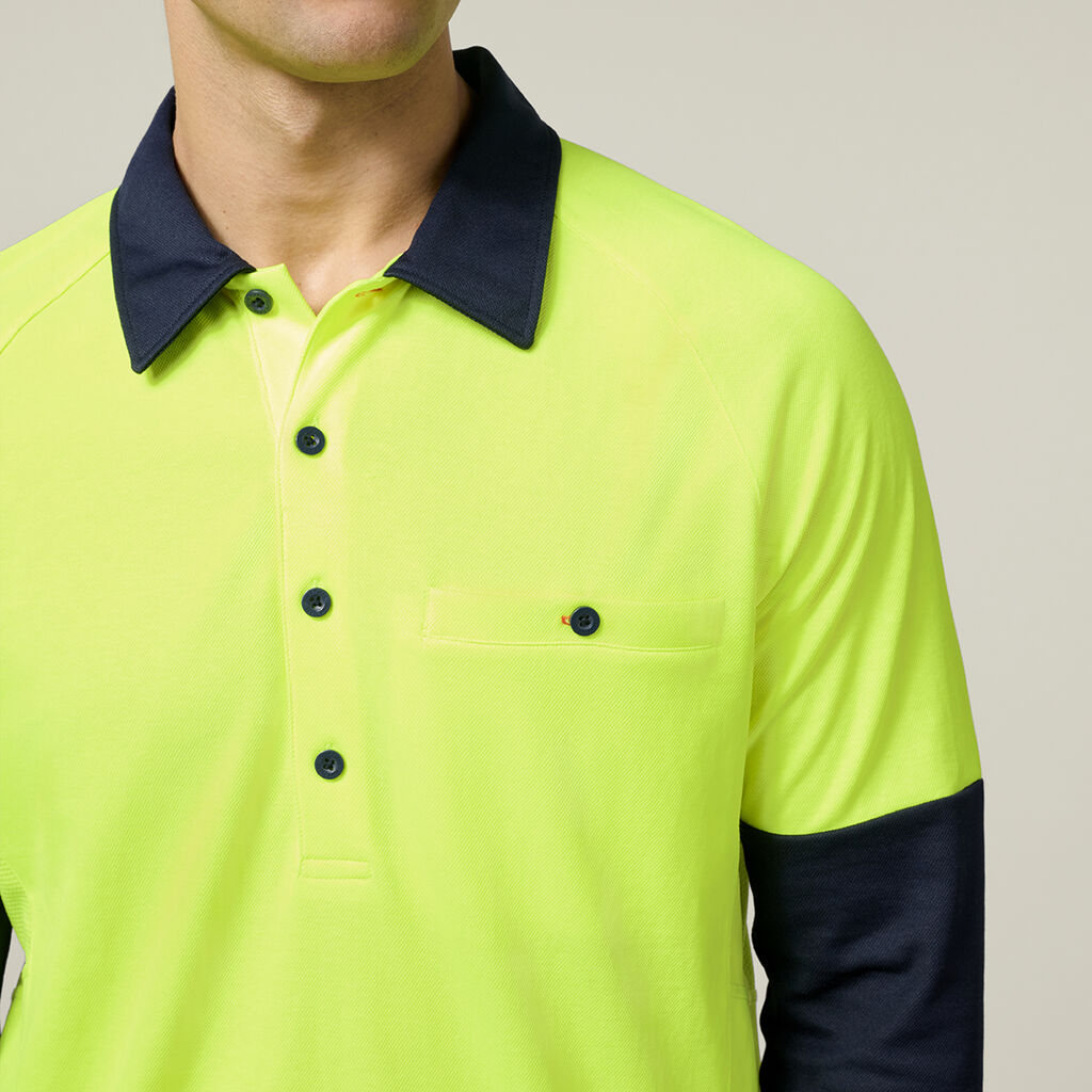 Hard Yakka Core Hi-vis 2 Tone Vented Long Sleeve Polo (Y11389)