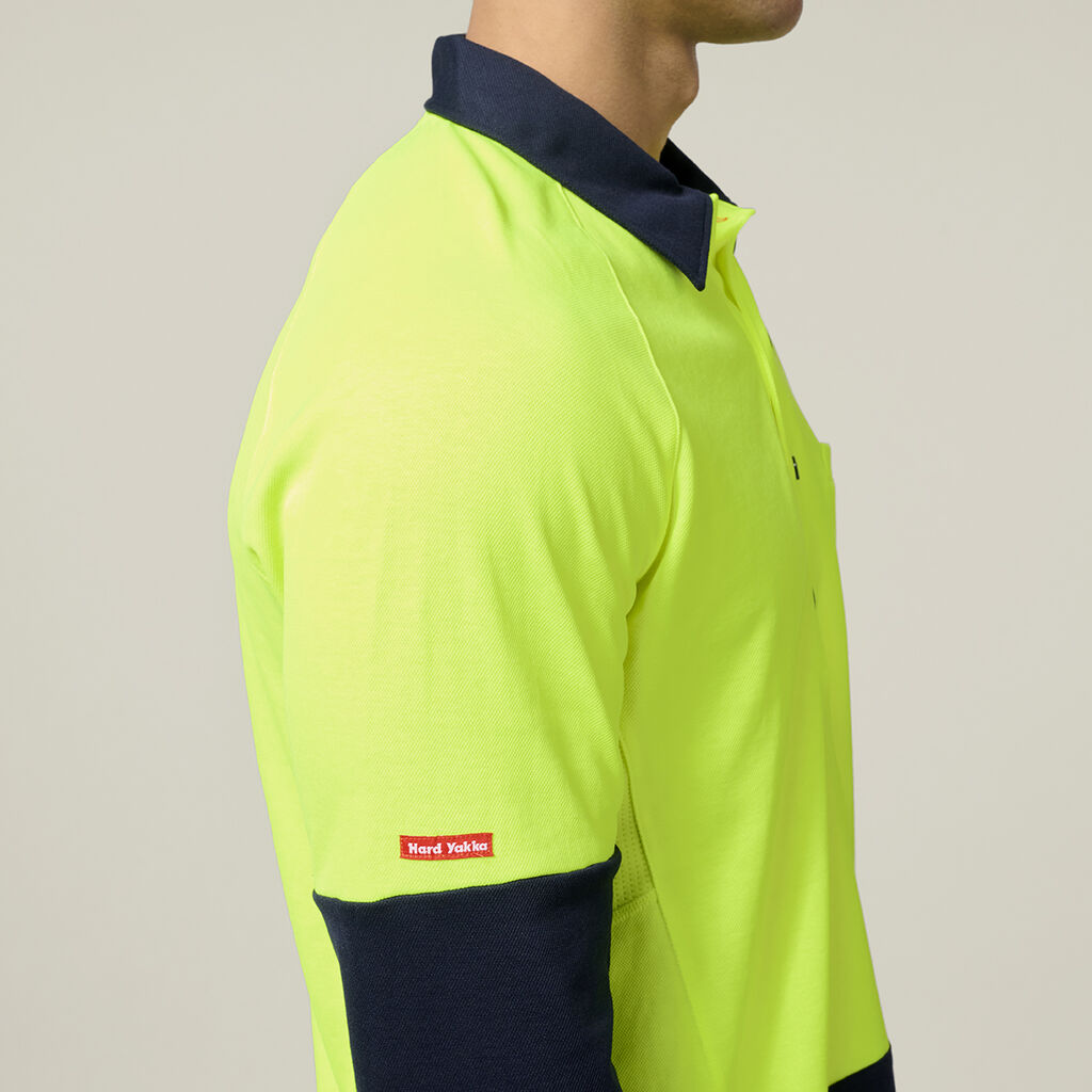 Hard Yakka Core Hi-vis 2 Tone Vented Long Sleeve Polo (Y11389)