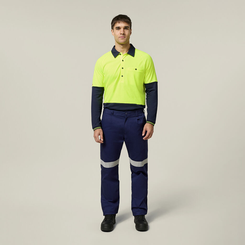 Hard Yakka Core Hi-vis 2 Tone Vented Long Sleeve Polo (Y11389)