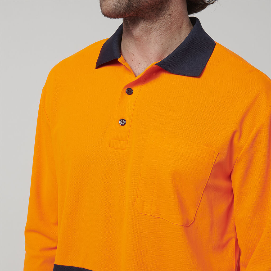 Hard Yakka Men's Long Sleeve Hi Vis Polo (Y19617)