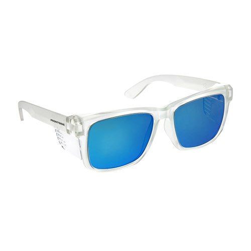 Pro Choice Safety Glasses Frontside Polarised Blue Revo Lens With Clear Frame - (6513)