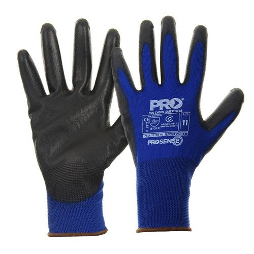Pro Choice Pro Sense Prolite Eco Pu. 15G Dark Blue Polyester Liner With Black Pu Dip Pair of 12 (PUPB)