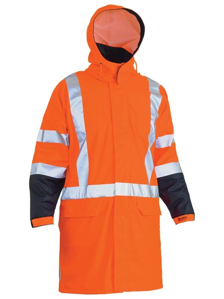 Bisley TTMC-W 3M X Taped Two Tone Hi Vis  Stretch PU Rain Coat-(BJ6955XT)