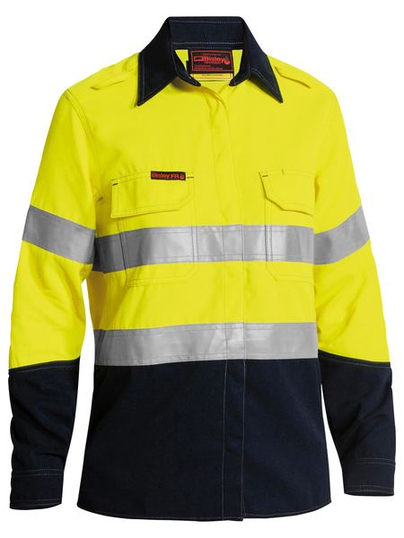 Bisley Tencate Tecasafe Plus Women's Taped Two Tone Hi Vis FR Vented Long Sleeve Shirt-(BL8082T)