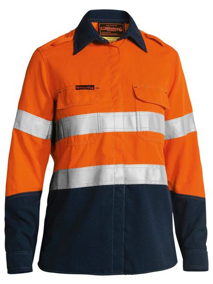 Bisley Tencate Tecasafe Plus Women's Taped Two Tone Hi Vis FR Vented Long Sleeve Shirt-(BL8082T)