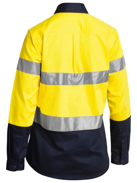 Bisley Women's Taped Hi Vis Drill Shirt - Long Sleeve-(BLT6456)