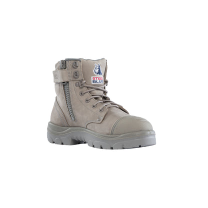 Steel Blue Argyle Lace Up Safety Boot with Zip and Scuff Cap (312652)