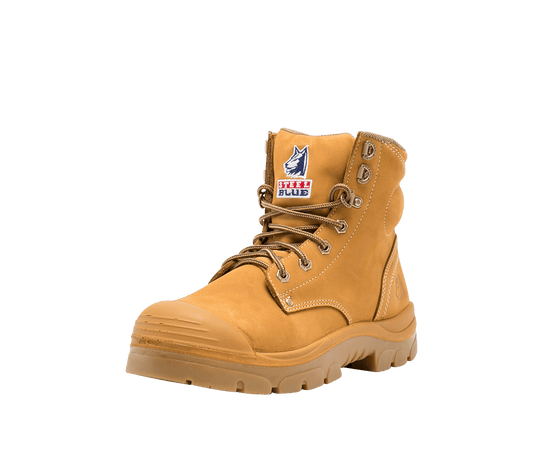 Steel Blue Argyle Lace Up Boot with Zip and Bump Cap - Wheat (332152)