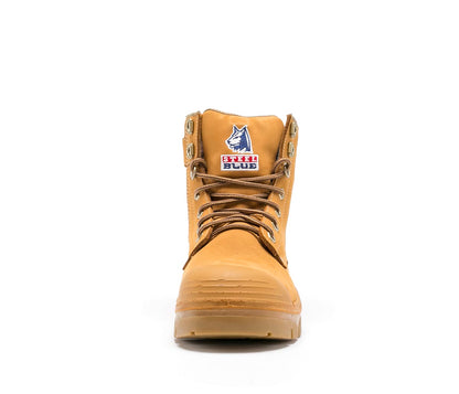 Steel Blue Argyle Lace Up Boot with Zip and Bump Cap - Wheat (332152)