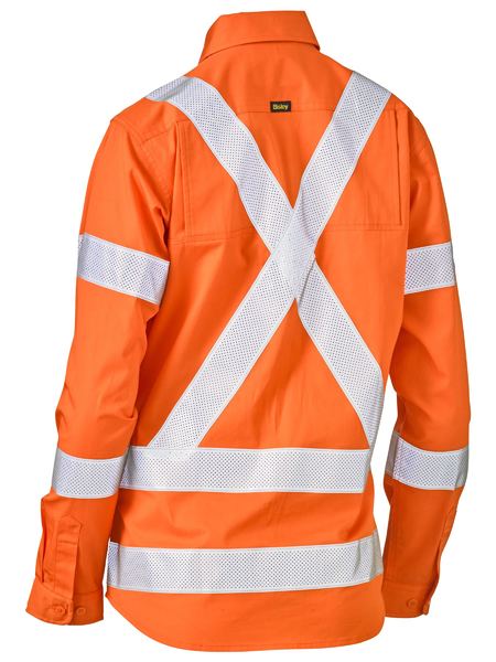 Bisley Women's X Taped Biomotion Hi Vis Cool Lightweight Drill Shirt (BL6166XT)