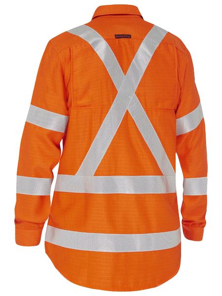 Bisley Apex 185 Women's X Taped Biomotion Hi Vis FR Ripstop Vented Shirt (BL8439XT)