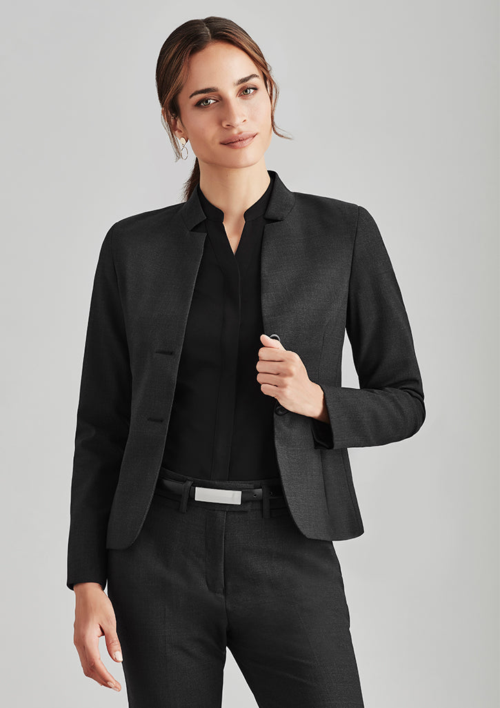 Biz Corporates Womens Comfort Wool Stretch Short Jacket with Reverse Lapel (64013)