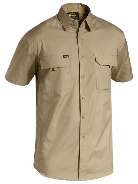 Bisley Mens X Airflow Ripstop Work Shirt Short Sleeve-(BS1414)