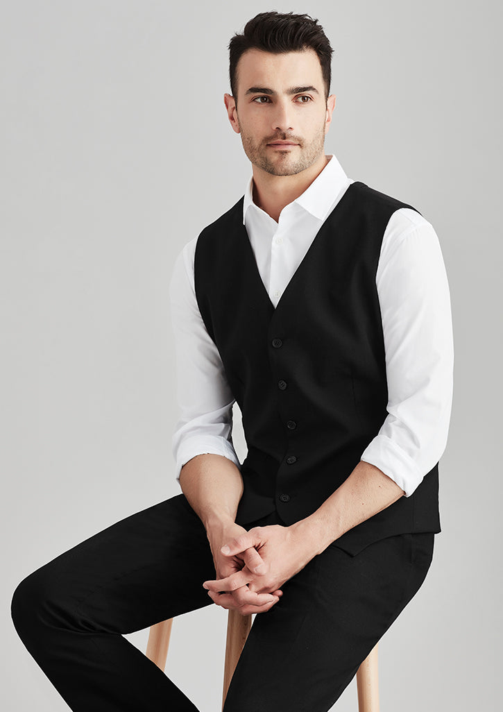 Biz Corporates Mens Comfort Wool Stretch Peaked Vest with Knitted Back (94011)