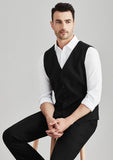 Biz Corporates Mens Comfort Wool Stretch Peaked Vest with Knitted Back (94011)