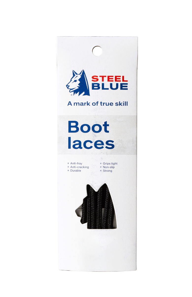 Steel Blue PK 10 Laces Retail Black