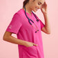 Biz Care Womens Pink V-Neck Scrub Top (CST245LS)
