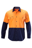 Hard Yakka Koolgear Hi visibility Two Tone Cotton Twill Ventilated Shirt Long Sleeve (Y07558)