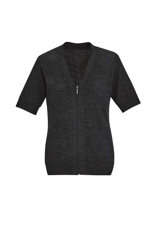 Biz Care Womens Zip Front Short Sleeve Knit (CK962LC)