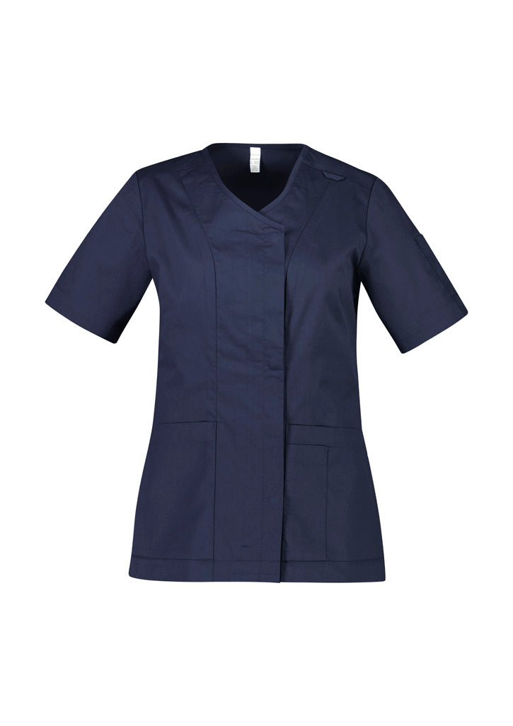 Biz Care Parks Womens Zip Front Crossover Scrub Top (CST240LS)