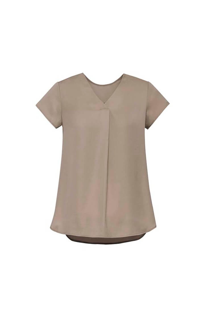 Biz Corporate Womens Kayla V-neck Pleat Blouse (RB967LS)