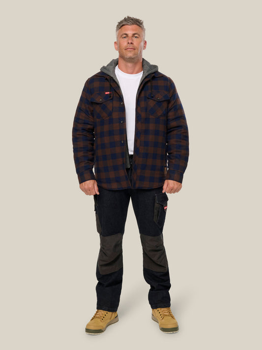 Hard Yakka Quilted Flannel Hooded Shacket (Y06690)