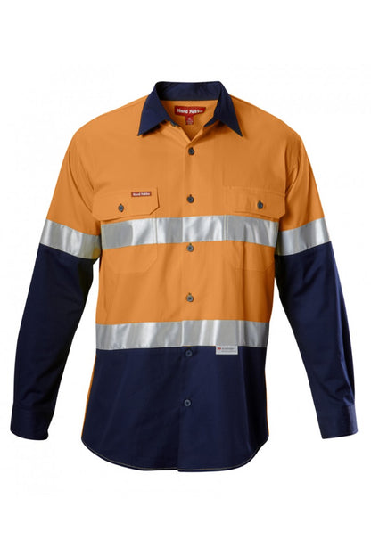 Hard Yakka  Koolgear Hi visibility Two Tone Cotton Twill Ventilated Shirt With 3m Tape Long Sleeve (Y07978)