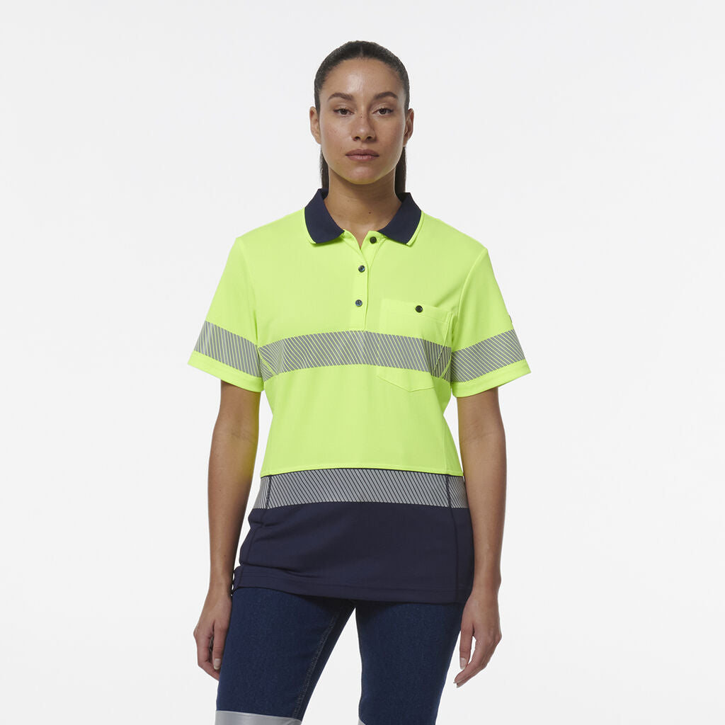 King Gee Women's Workcool Hyperfreeze Spliced Short Sleeve Polo With Segmented Tape (K44224)