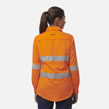 King Gee Womens Workcool Vented Closed Front Shirt Taped Long Sleeve (K44228)