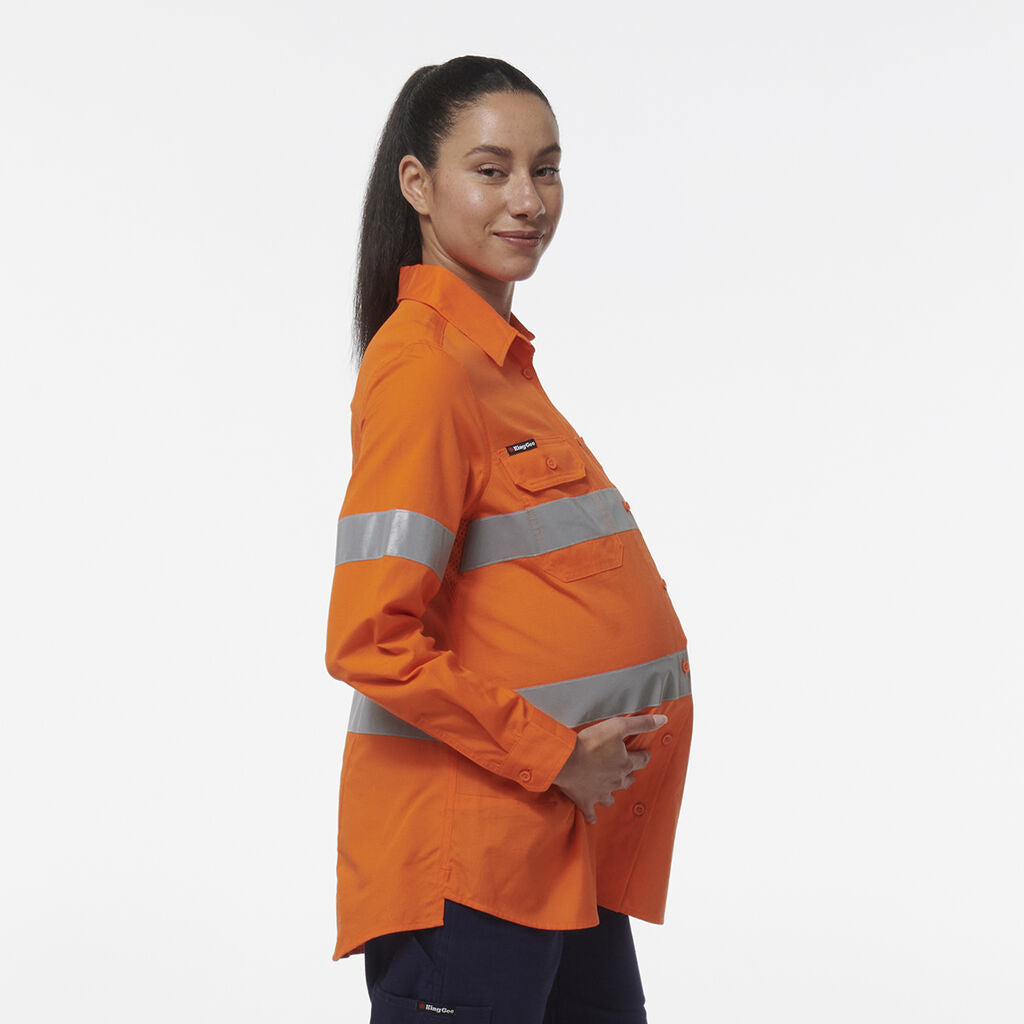 King Gee Women's Workcool Maternity Reflective Shirt (K44235)