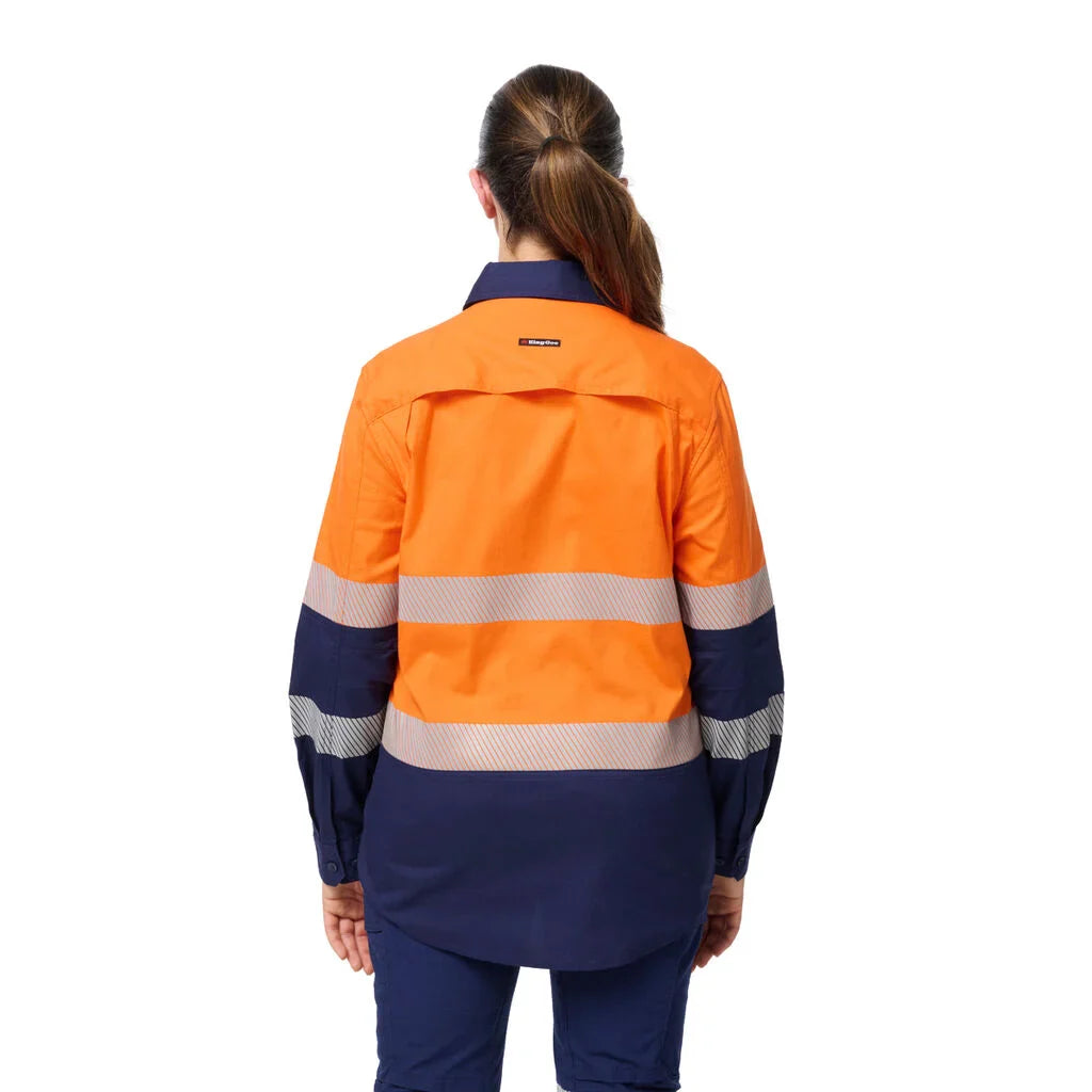 King Gee Women's Workcool Spliced Stretch Taped Long Sleeve Shirt (K44243)