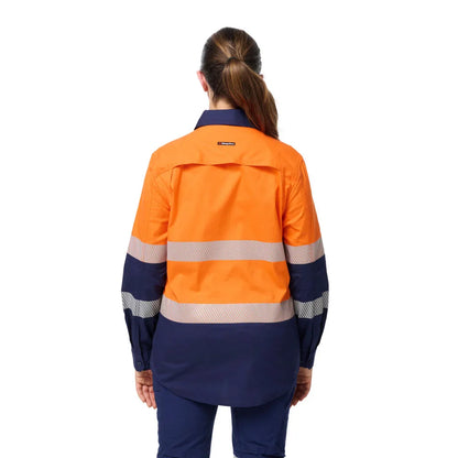 King Gee Women's Workcool Spliced Stretch Taped Long Sleeve Shirt (K44243)