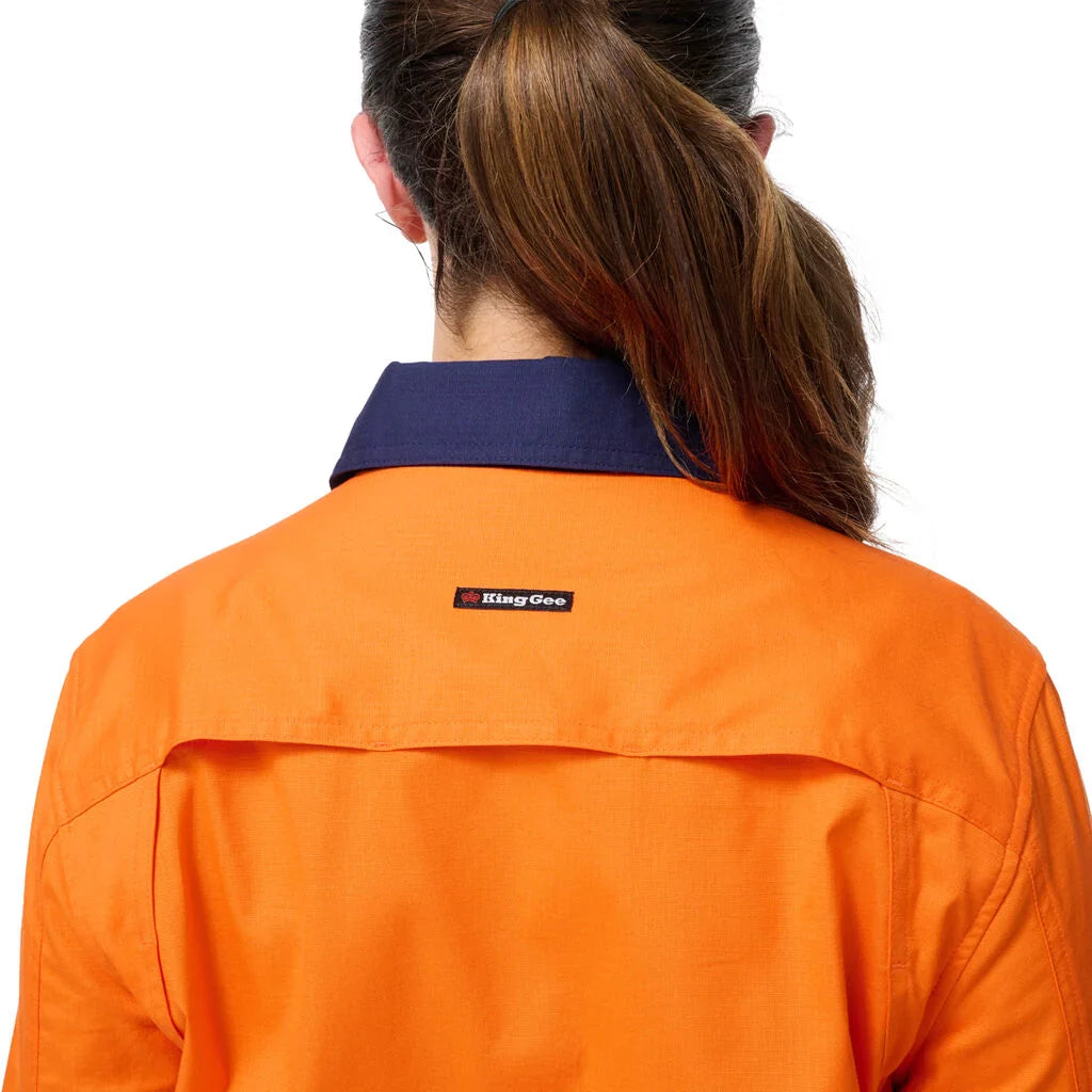 King Gee Women's Workcool Spliced Stretch Taped Long Sleeve Shirt (K44243)