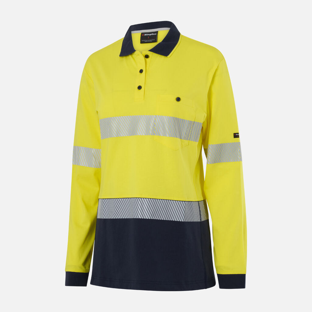 King Gee Women's Originals Hi-Vis Spliced Taped Cotton Polo (K44248)