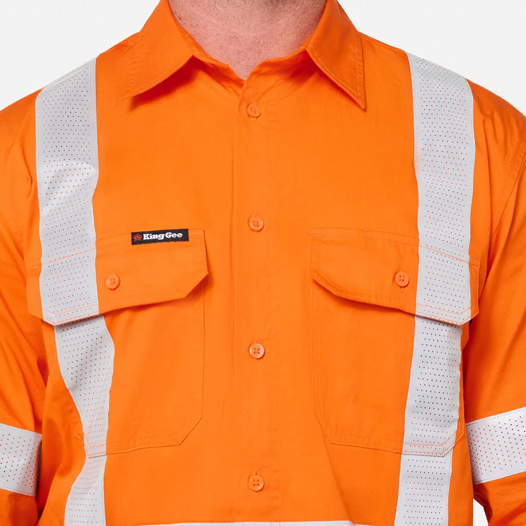 King Gee Originals NSW Rail Hi-Vis Vented Taped Long Sleeve Shirt (K54044)