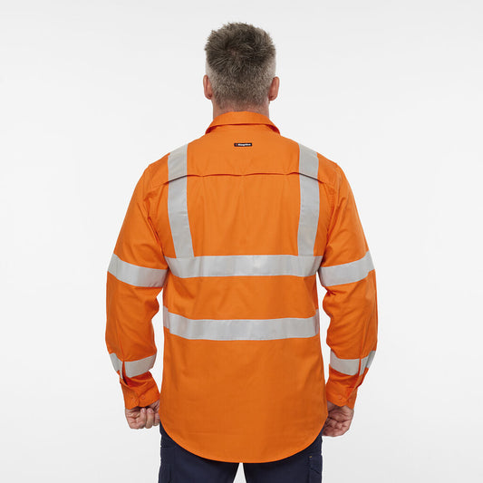 King Gee Originals VIC Rail Hi Vis Vented Taped Long Sleeve Shirt (K54048)