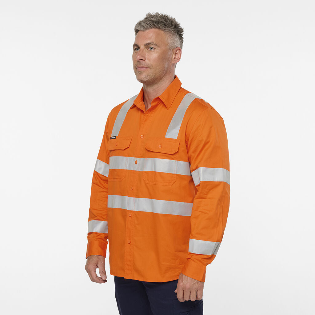 King Gee Originals VIC Rail Hi Vis Vented Taped Long Sleeve Shirt (K54048)