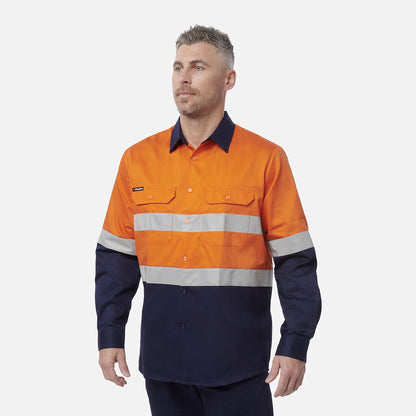 King Gee Originals Hi-Vis Reflective Two Tone Long Sleeve Work Shirt (K54315)