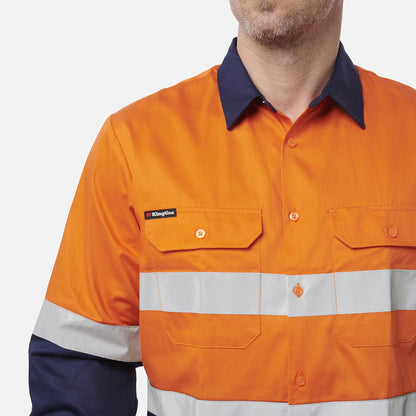 King Gee Originals Hi-Vis Reflective Two Tone Long Sleeve Work Shirt (K54315)