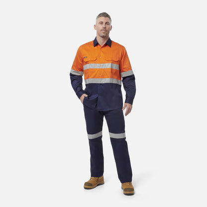 King Gee Originals Hi-Vis Reflective Two Tone Long Sleeve Work Shirt (K54315)