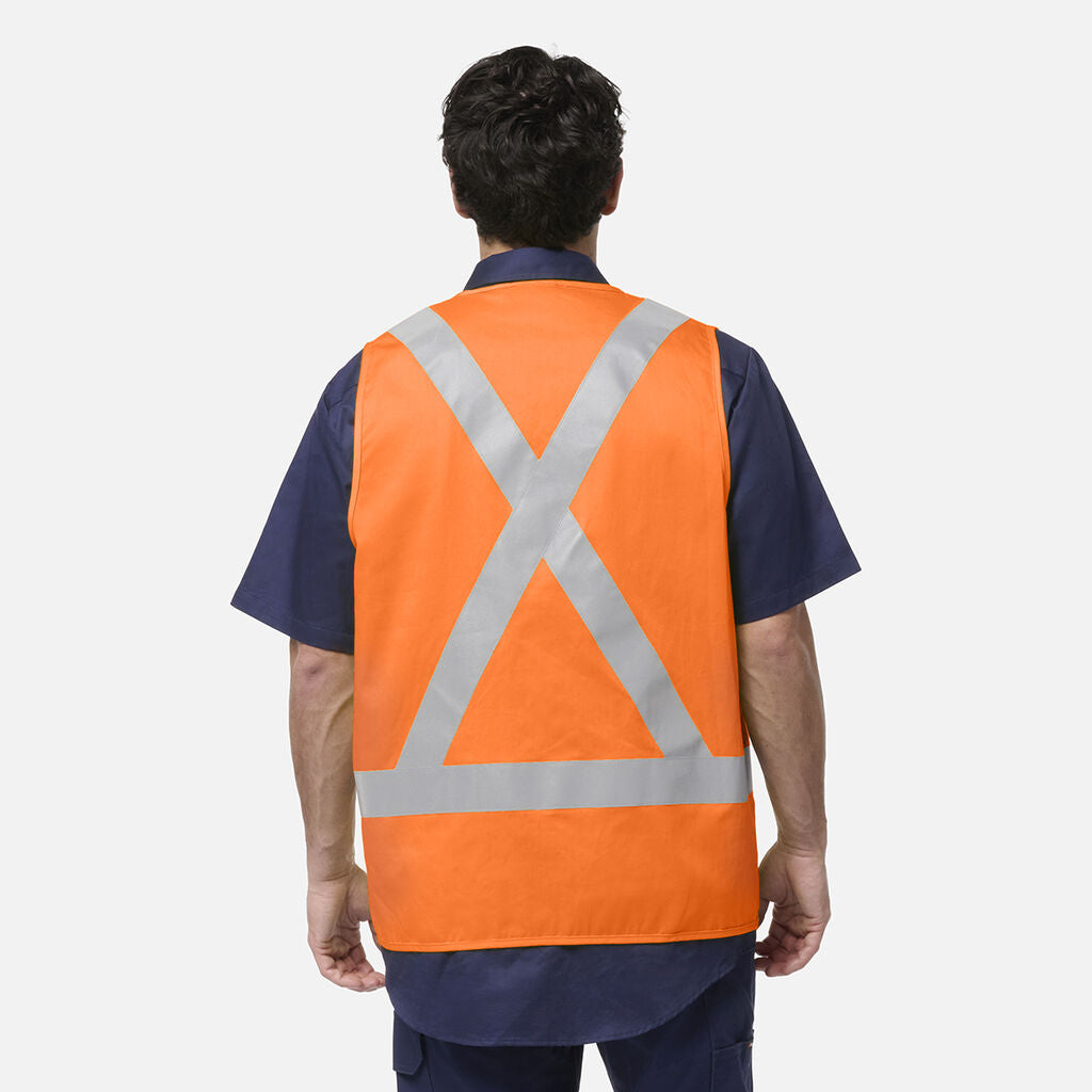 King Gee Originals Hi Vis X Back Cotton Drill Vest (K57007)