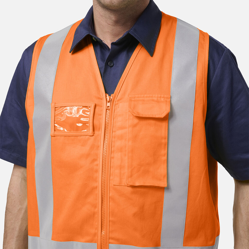 King Gee Originals Hi Vis X Back Cotton Drill Vest (K57007)