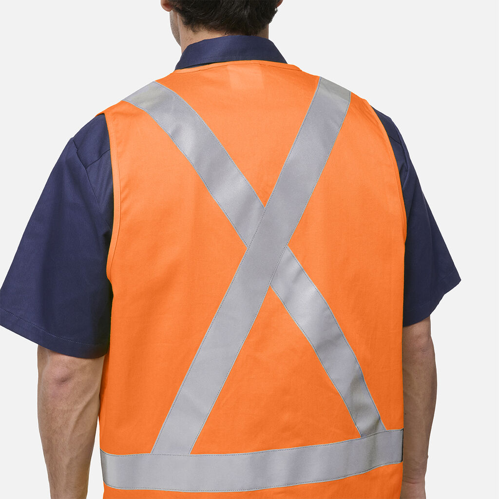King Gee Originals Hi Vis X Back Cotton Drill Vest (K57007)